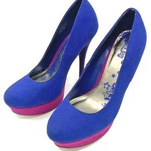 Brash Colorblock Platform Heels Purple Pink